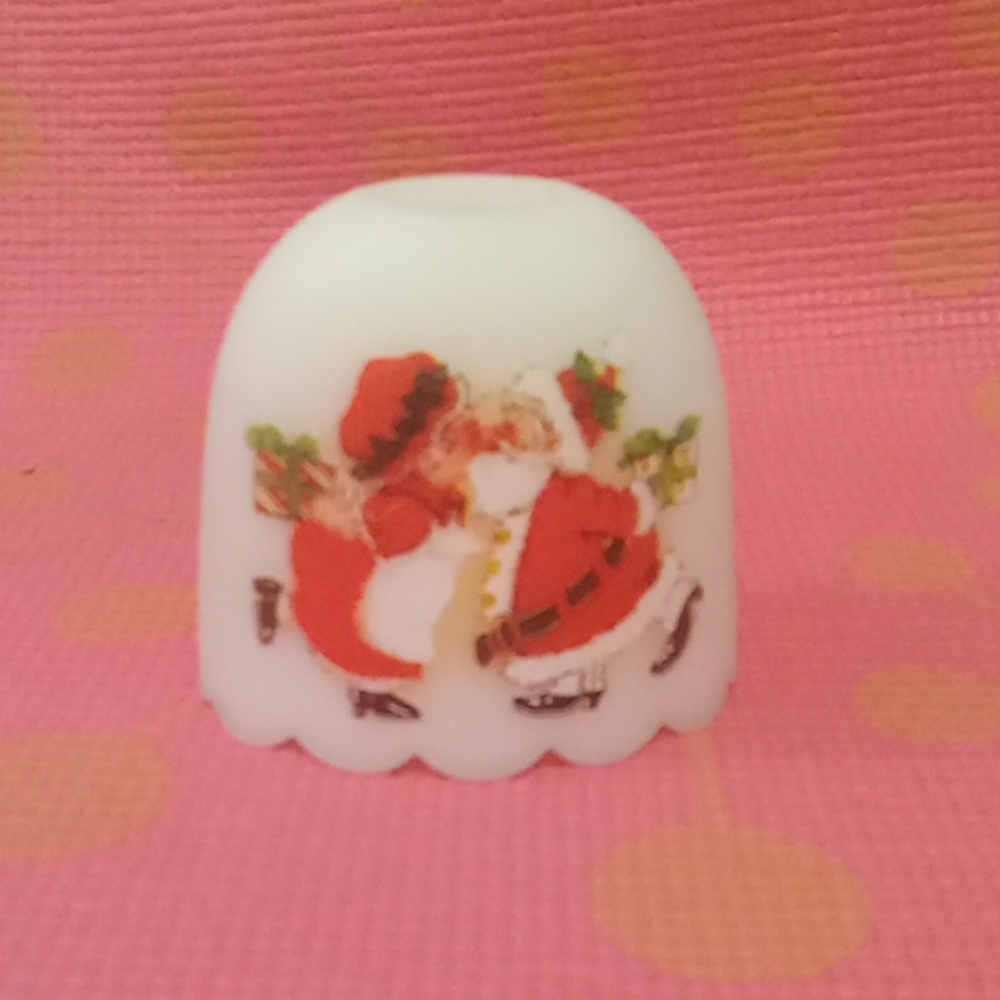 Vintage Fenton Candle Holder Santa Kissing Mrs Claus